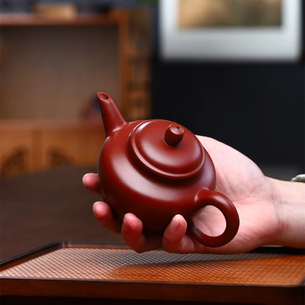 280cc Yixing teapot handmade shuiping pot raw ore Dahongpao purple clay pot Kung fu tea set home brewing teapot