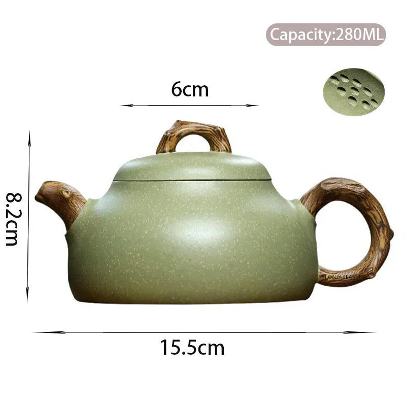 280ml Authentic Yixing Purple Clay Teapots Famous Artists Handmade Tea Pot Raw Ore Bean Green Sand Kettle Chinese Zisha Tea Set