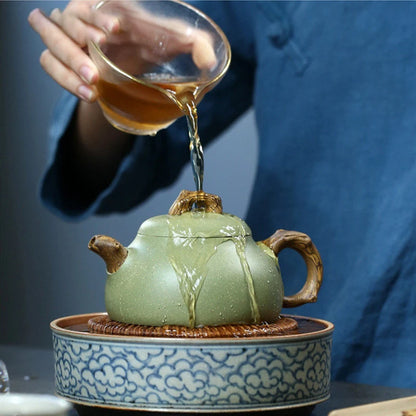 280ml Authentic Yixing Purple Clay Teapots Famous Artists Handmade Tea Pot Raw Ore Bean Green Sand Kettle Chinese Zisha Tea Set