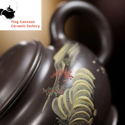 280ml Chinese Yixing Authentic Purple Clay Teapots Handmade Tea Pot Raw Ore Raw Ore Black Vermilion Kettle Zisha Tea Set Teaware