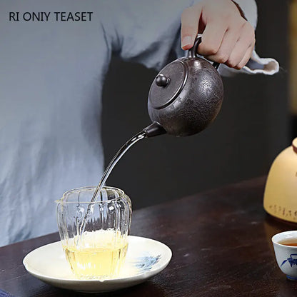 280ml Chinese Yixing High-end Purple Clay Teapots Handmade Dragon Pattern Tea Pot Raw Ore Black Mud Beauty Kettle Zisha Tea Set