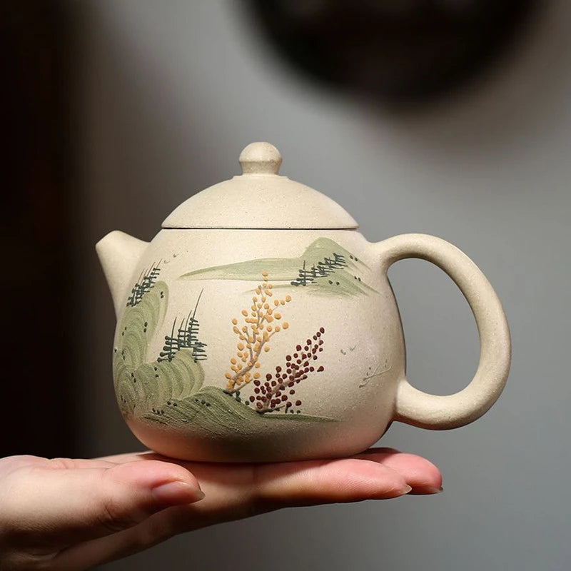 280ml Chinese Yixing Purple Clay Teapot Hand-painted Dragon's Egg Tea Pot Customized Filter Tea Infuser Zisha Beauty Tea Set