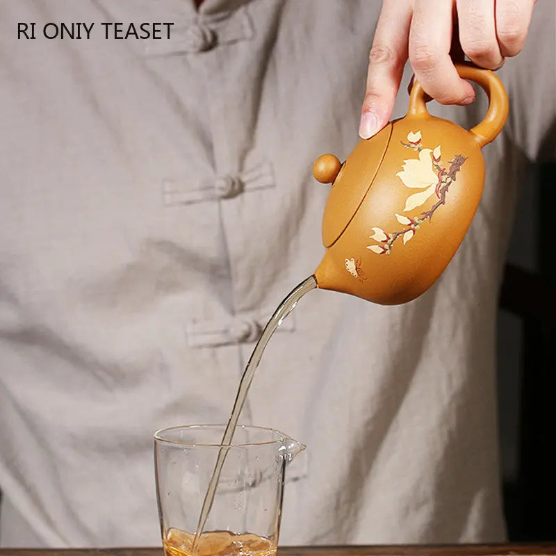 280ml Chinese Yixing Purple Clay Teapots Raw Ore Section Mud Xishi Tea Pot Customized Beauty Filter Kettle Retro Zisha Tea Set