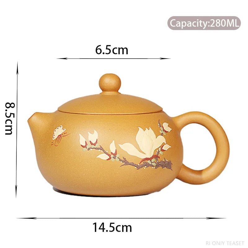 280ml Chinese Yixing Purple Clay Teapots Raw Ore Section Mud Xishi Tea Pot Customized Beauty Filter Kettle Retro Zisha Tea Set