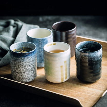 280ml Hand Painted Retro Japanese Style Teacup Water cup Ceramic Teacup Coffee cup China porcelain Drinkware C064