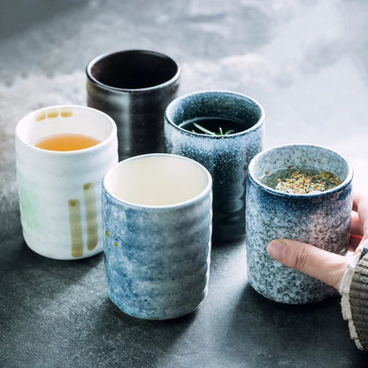 280ml Hand Painted Retro Japanese Style Teacup Water cup Ceramic Teacup Coffee cup China porcelain Drinkware C064