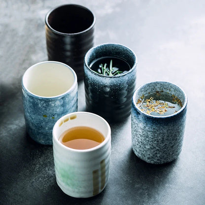 280ml Hand Painted Retro Japanese Style Teacup Water cup Ceramic Teacup Coffee cup China porcelain Drinkware C064