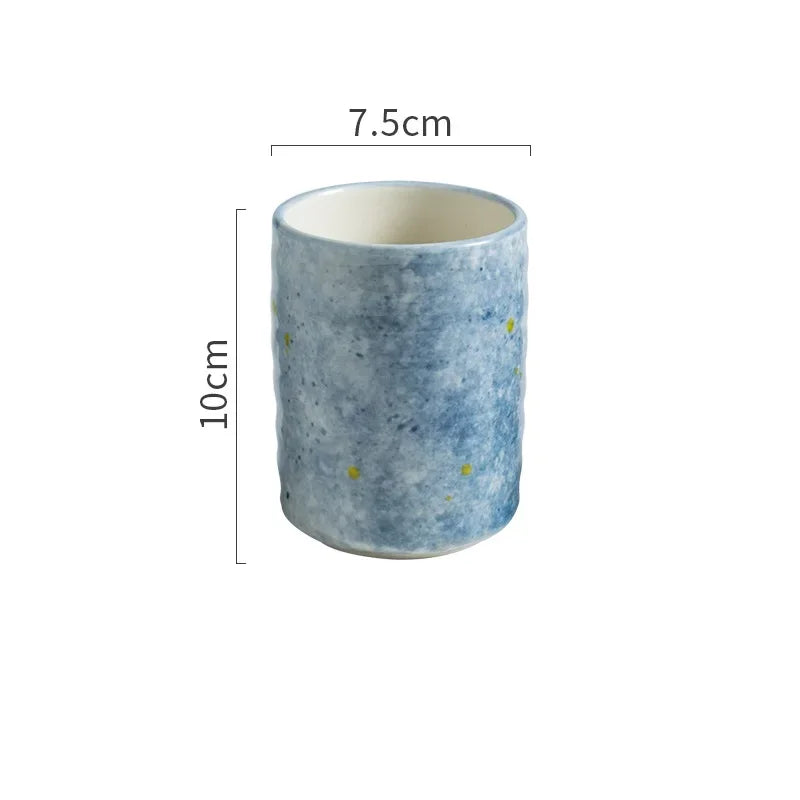 280ml Hand Painted Retro Japanese Style Teacup Water cup Ceramic Teacup Coffee cup China porcelain Drinkware C064