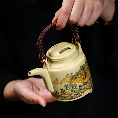 280ml High-end Yixing Purple Clay Teapot Master Hand Painted Landscape Tea Pot Kettle Chinese Handmade Zisha Tea Set Collection