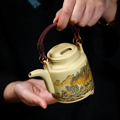 280ml High-end Yixing Purple Clay Teapot Master Hand Painted Landscape Tea Pot Kettle Chinese Handmade Zisha Tea Set Collection
