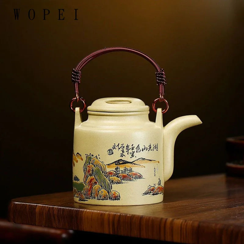 280ml High-end Yixing Purple Clay Teapot Master Hand Painted Landscape Tea Pot Kettle Chinese Handmade Zisha Tea Set Collection