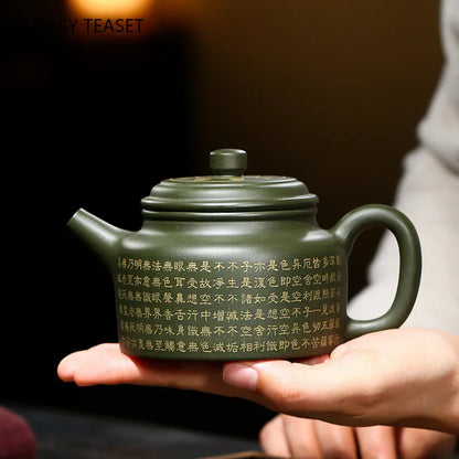 280ml Yixing Boutique Purple Clay Teapots Famous Handmade Tea Pot Raw Ore Green Mud Kettle Chinese Zisha Tea Set Drinkware
