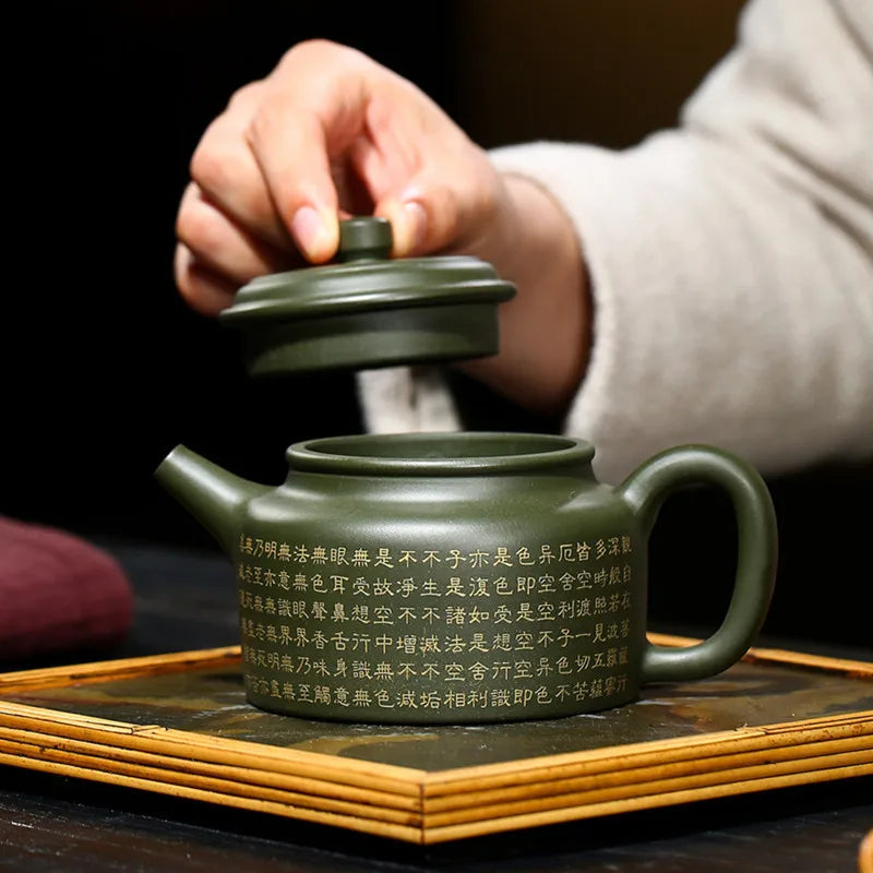 280ml Yixing Boutique Purple Clay Teapots Famous Handmade Tea Pot Raw Ore Green Mud Kettle Chinese Zisha Tea Set Drinkware