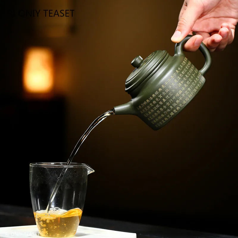 280ml Yixing Boutique Purple Clay Teapots Famous Handmade Tea Pot Raw Ore Green Mud Kettle Chinese Zisha Tea Set Drinkware
