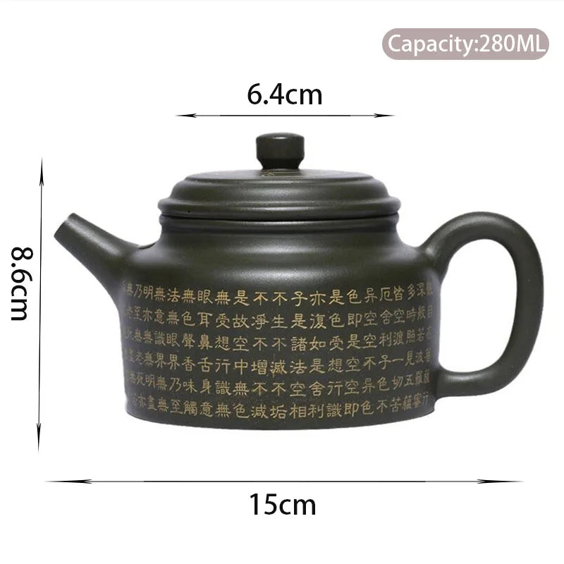 280ml Yixing Boutique Purple Clay Teapots Famous Handmade Tea Pot Raw Ore Green Mud Kettle Chinese Zisha Tea Set Drinkware