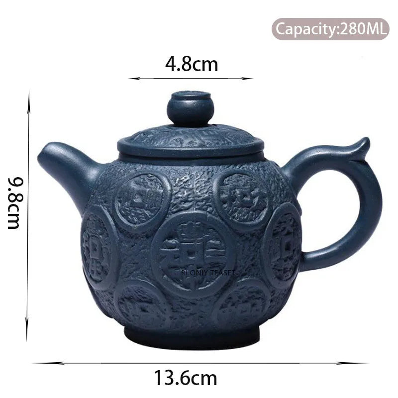 280ml Yixing Famous Purple Clay Teapots Handmade Large Capacity Tea Pot Raw Ore Azure Mud Beauty Kettle Chinese Zisha Tea Set