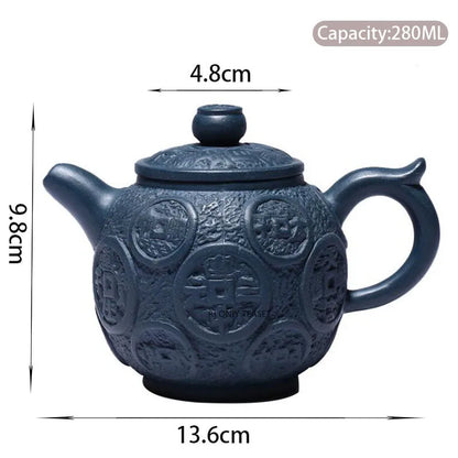 280ml Yixing Famous Purple Clay Teapots Handmade Large Capacity Tea Pot Raw Ore Azure Mud Beauty Kettle Chinese Zisha Tea Set