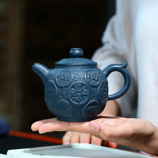 280ml Yixing Famous Purple Clay Teapots Handmade Large Capacity Tea Pot Raw Ore Azure Mud Beauty Kettle Chinese Zisha Tea Set