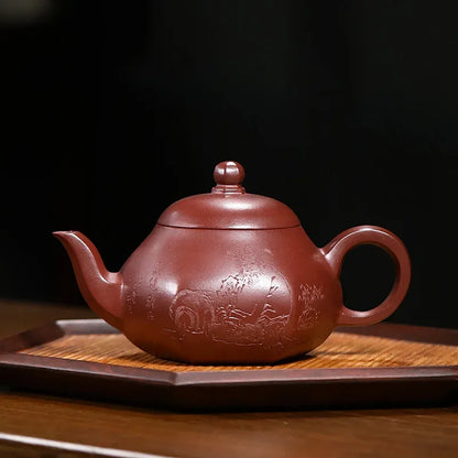 280ml Yixing Handmade Purple Clay Teapots Famous Artists Tea Pot Raw Ore Blood Dragon Sand Kettle Chinese Zisha Tea Set Teaware