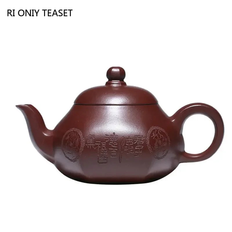 280ml Yixing Handmade Purple Clay Teapots Famous Artists Tea Pot Raw Ore Blood Dragon Sand Kettle Chinese Zisha Tea Set Teaware