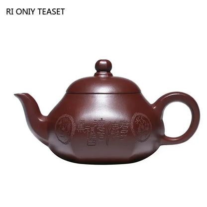 280ml Yixing Handmade Purple Clay Teapots Famous Artists Tea Pot Raw Ore Blood Dragon Sand Kettle Chinese Zisha Tea Set Teaware