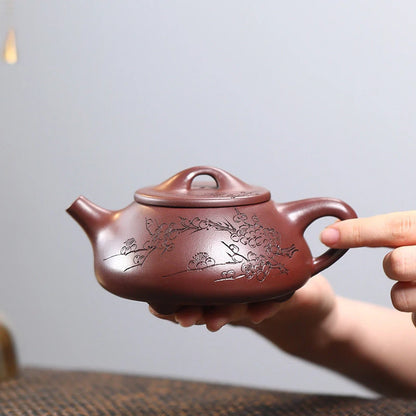 280ml Yixing High-end Purple Clay Teapots Famous Artists Handmade Plum Blossom Stone Scoop Tea Pot Kettle Chinese Zisha Tea Set
