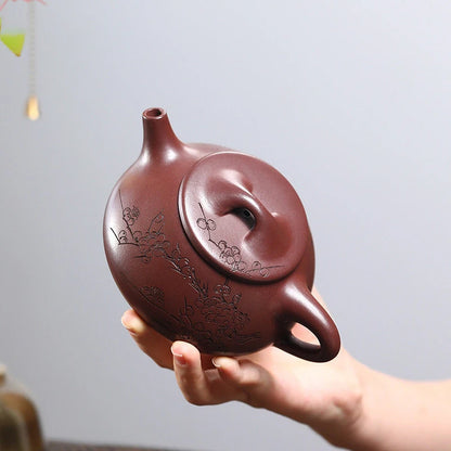 280ml Yixing High-end Purple Clay Teapots Famous Artists Handmade Plum Blossom Stone Scoop Tea Pot Kettle Chinese Zisha Tea Set