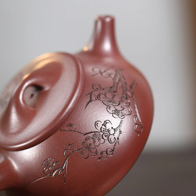 280ml Yixing High-end Purple Clay Teapots Famous Artists Handmade Plum Blossom Stone Scoop Tea Pot Kettle Chinese Zisha Tea Set