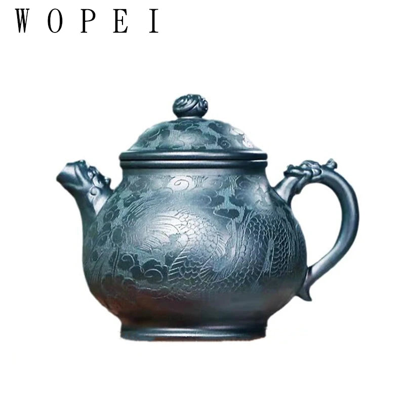 280ml Yixing High-end Purple Clay Teapots Master Hand-carved Dragon Pattern Tea Pot Beauty Kettle Zisha Tea Set Collection Gifts