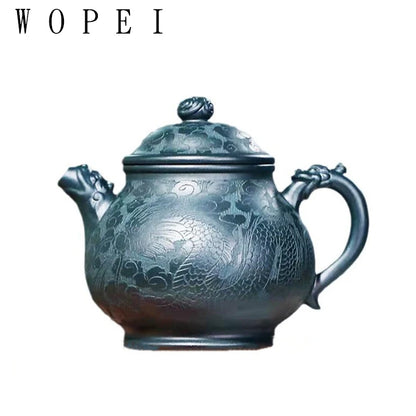 280ml Yixing High-end Purple Clay Teapots Master Hand-carved Dragon Pattern Tea Pot Beauty Kettle Zisha Tea Set Collection Gifts