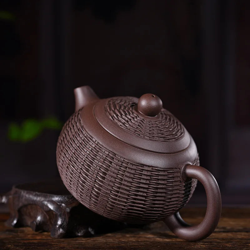 280ml Yixing Purple Clay Tea Pot Genuine Pure Handmade Famous Original Bamboo Teapot Tea Kettle Kung Fu Tea Set Free Shipping