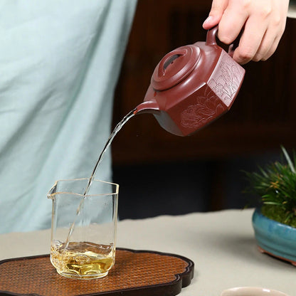 280ml Yixing Raw Ore Purple Clay Teapots Handmade Hexagonal Shape Tea Pot Kettle Chinese High-end Zisha Tea Set Collection Gifts