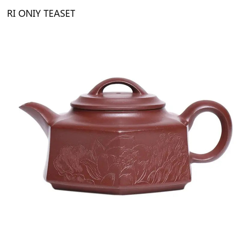 280ml Yixing Raw Ore Purple Clay Teapots Handmade Hexagonal Shape Tea Pot Kettle Chinese High-end Zisha Tea Set Collection Gifts