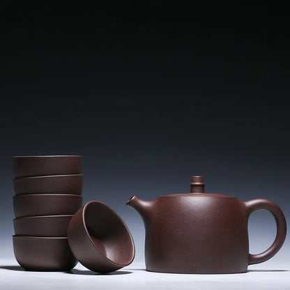 280ml Yixing Zisha Pot  A Pot Six Cups Tea Set Kung Fu Teaware Black Tea Green Tea Raw Ore Handmade Purple Clay Teapot Gift Set