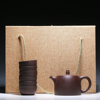 280ml Yixing Zisha Pot  A Pot Six Cups Tea Set Kung Fu Teaware Black Tea Green Tea Raw Ore Handmade Purple Clay Teapot Gift Set