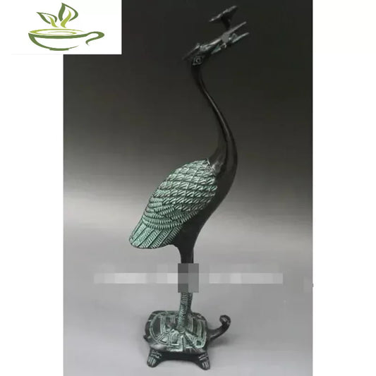 Rare CHINESE bronze Carved ' Red-crowned crane Turtle ' Statue