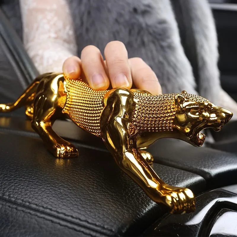 28CM - HOME OFFICE Shop lobby TOP COOL efficacious Mascot thriving business gold Leopard Cheetah FENG SHUI statue