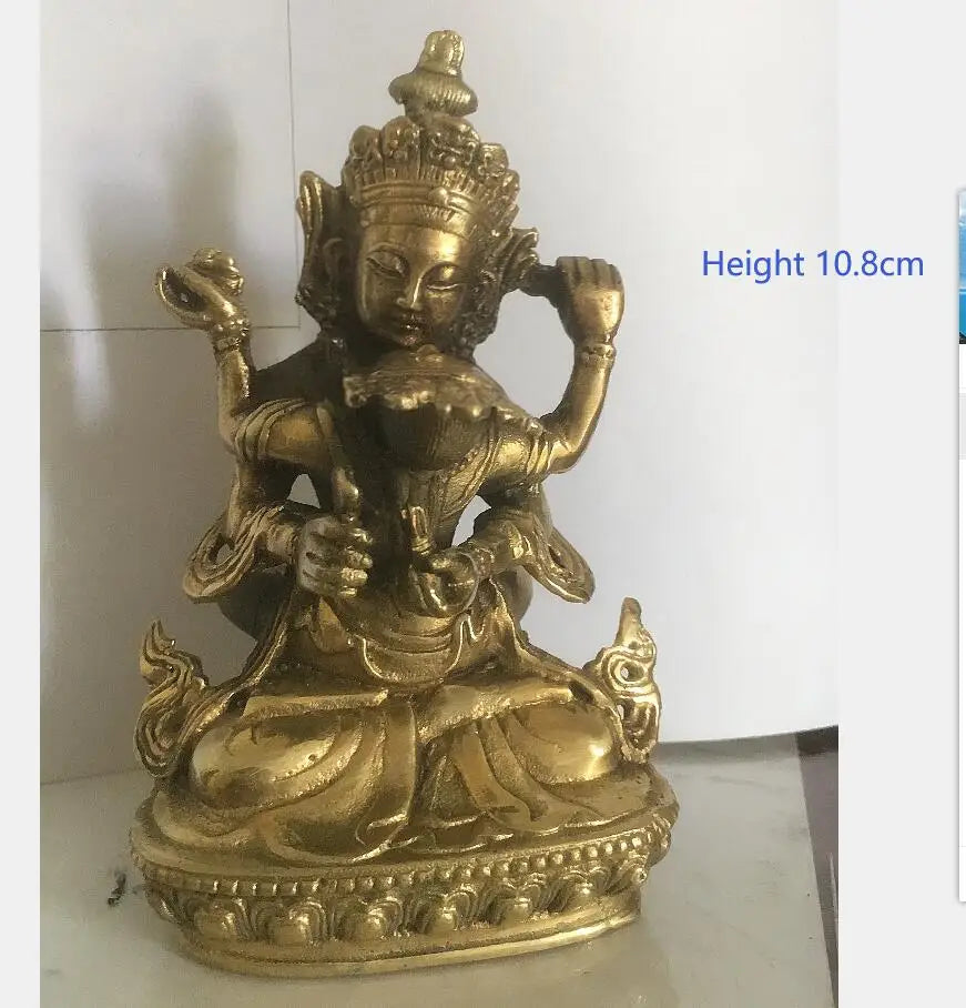 28CM Nepalese Tibetan Tantra Pure Copper Double Body Joyful Buddha Statue, Empress Ming, Gilded and Painted Ornament