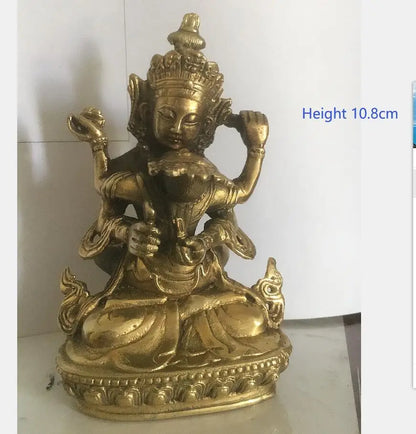 28CM Nepalese Tibetan Tantra Pure Copper Double Body Joyful Buddha Statue, Empress Ming, Gilded and Painted Ornament