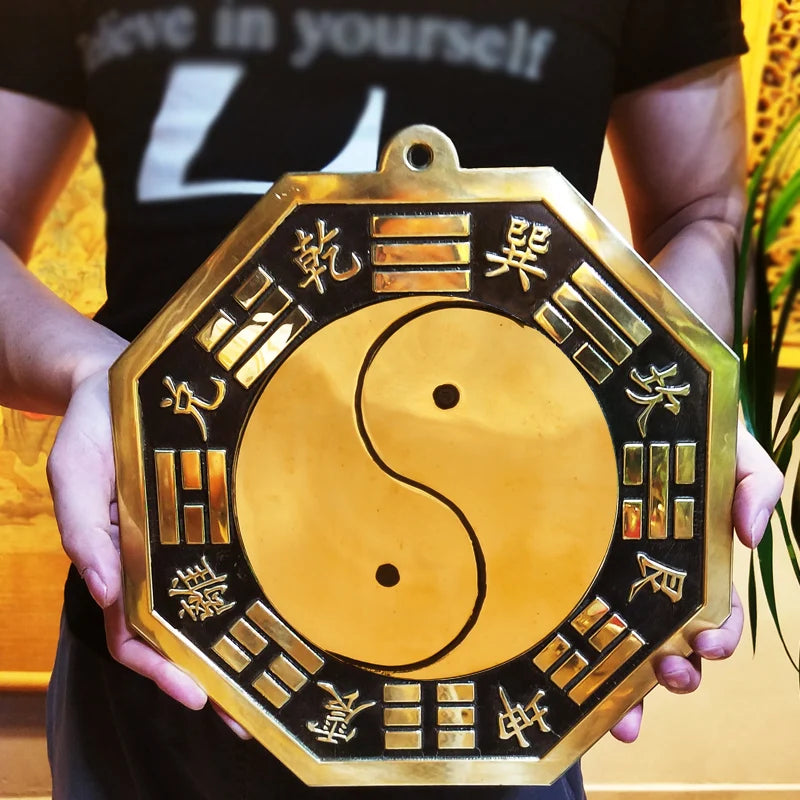 28CM huge # HOME  Lobby The entrance-hall town house efficacious  exorcise evil spirits FENG SHUI Bagua mirror brass statue