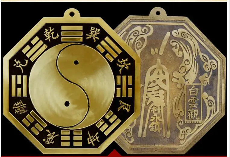 28CM huge # HOME  Lobby The entrance-hall town house efficacious  exorcise evil spirits FENG SHUI Bagua mirror brass statue