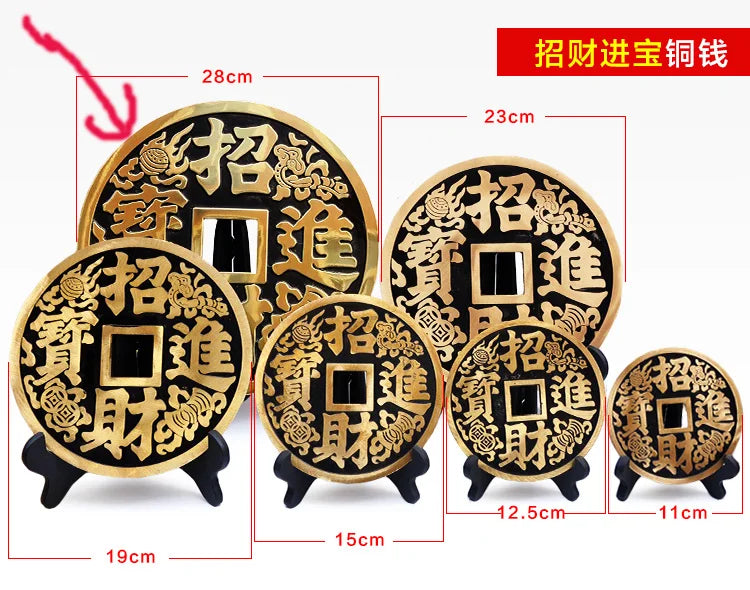 28CM large # HOME Lobby The entrance-hall town house efficacious Money Drawing lucky FENG SHUI Totems brass talisman statue