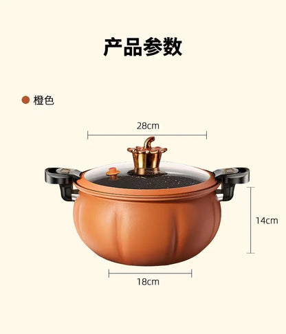 28cm Micro Pressure Medical Stone Pumpkin Pot Multi-function Non-stick Cooking Pots Fried Stew Pot Visible Pot Cover Soup Pot