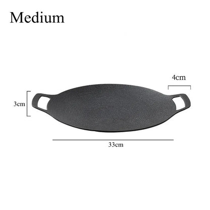 29/33cm Round Cast Iron Uncoated Frying Pan Outdoor Pancake Griddle Nonstick Barbecue Gril Cooking Pot Kitchen Cookware Utensils