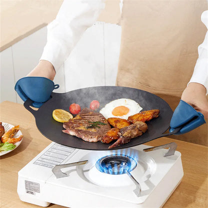 29/33cm Round Cast Iron Uncoated Frying Pan Outdoor Pancake Griddle Nonstick Barbecue Gril Cooking Pot Kitchen Cookware Utensils