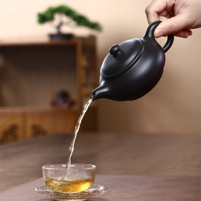 290cc High Quality Yixing Purple Clay Teapot Master Handmade Stone Scoop Pot Chinese Zisha Tea Set Beauty Tea Maker