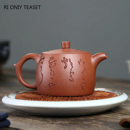 290ml Authentic Yixing Purple Clay Teapots Famous Artists Handmade Large Capacity Tea Pot Kettle Chinese Zisha Tea Set Teaware