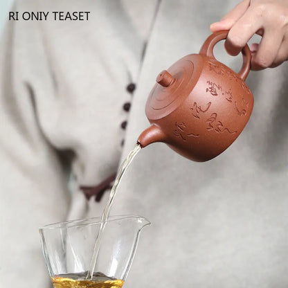 290ml Authentic Yixing Purple Clay Teapots Famous Artists Handmade Large Capacity Tea Pot Kettle Chinese Zisha Tea Set Teaware