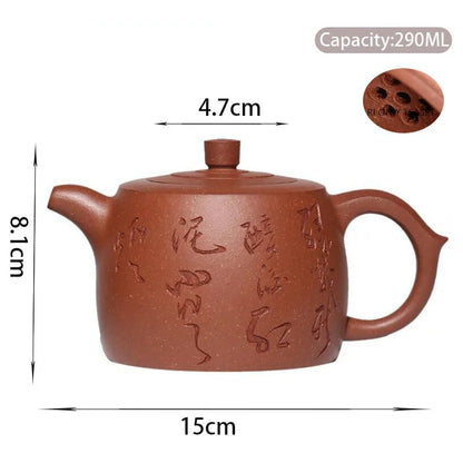 290ml Authentic Yixing Purple Clay Teapots Famous Artists Handmade Large Capacity Tea Pot Kettle Chinese Zisha Tea Set Teaware