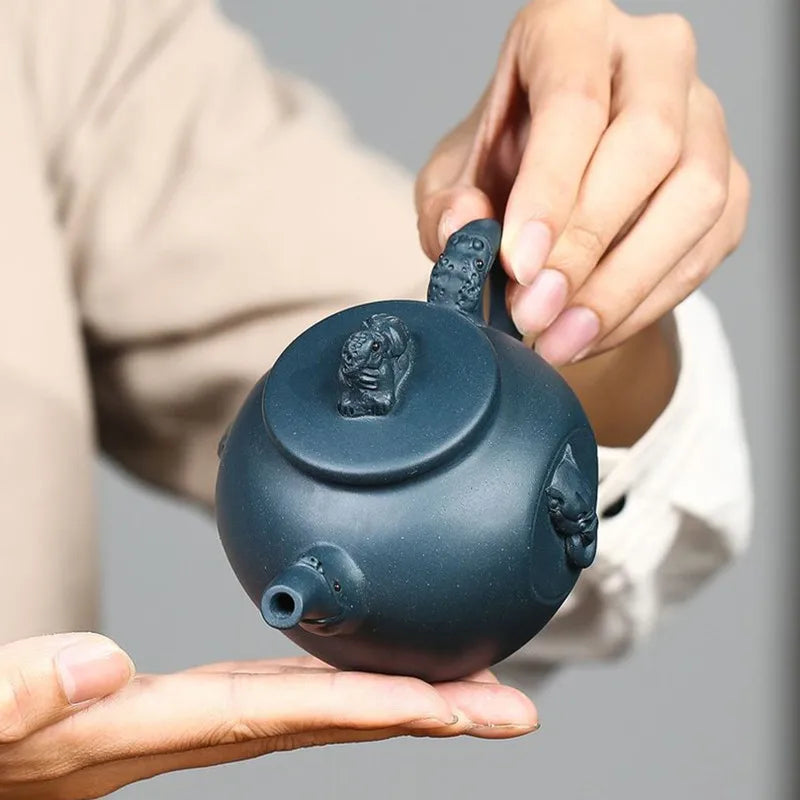290ml Creativity Yixing Purple Clay Teapot Raw Ore Azure Mud Home Tea Pot Zisha Filter Beauty Kettle Chinese Tea Set Accessories